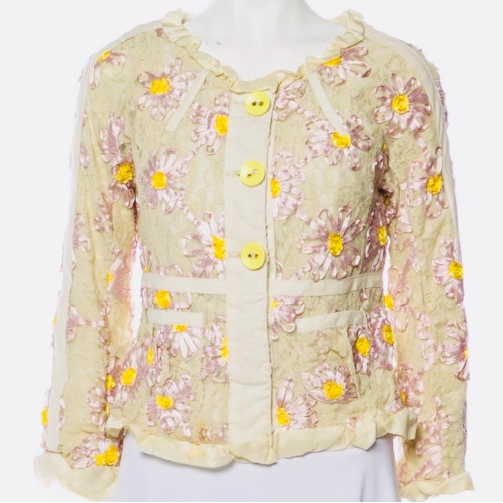 Marc Jacobs Yellow & Pink Floral Embroidered Jacket